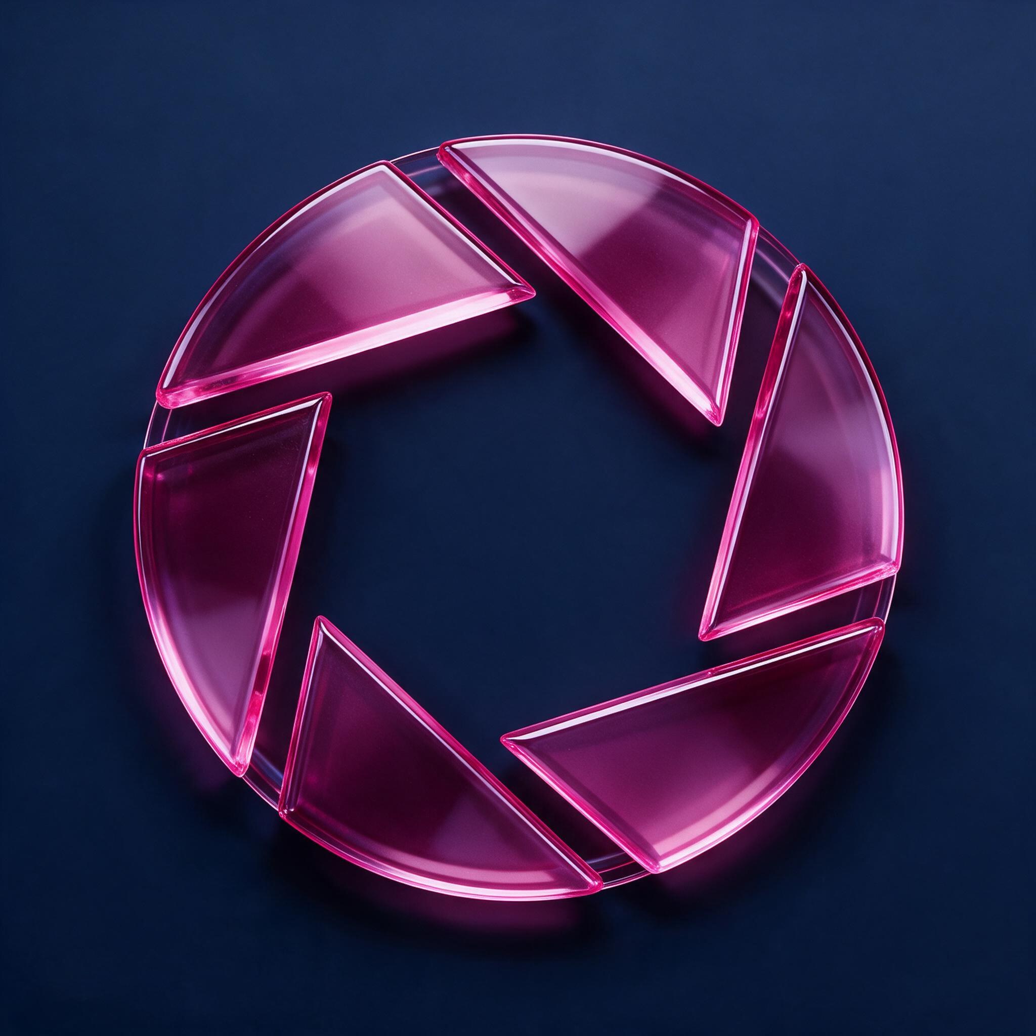 Símbolo da marca em vidro magenta